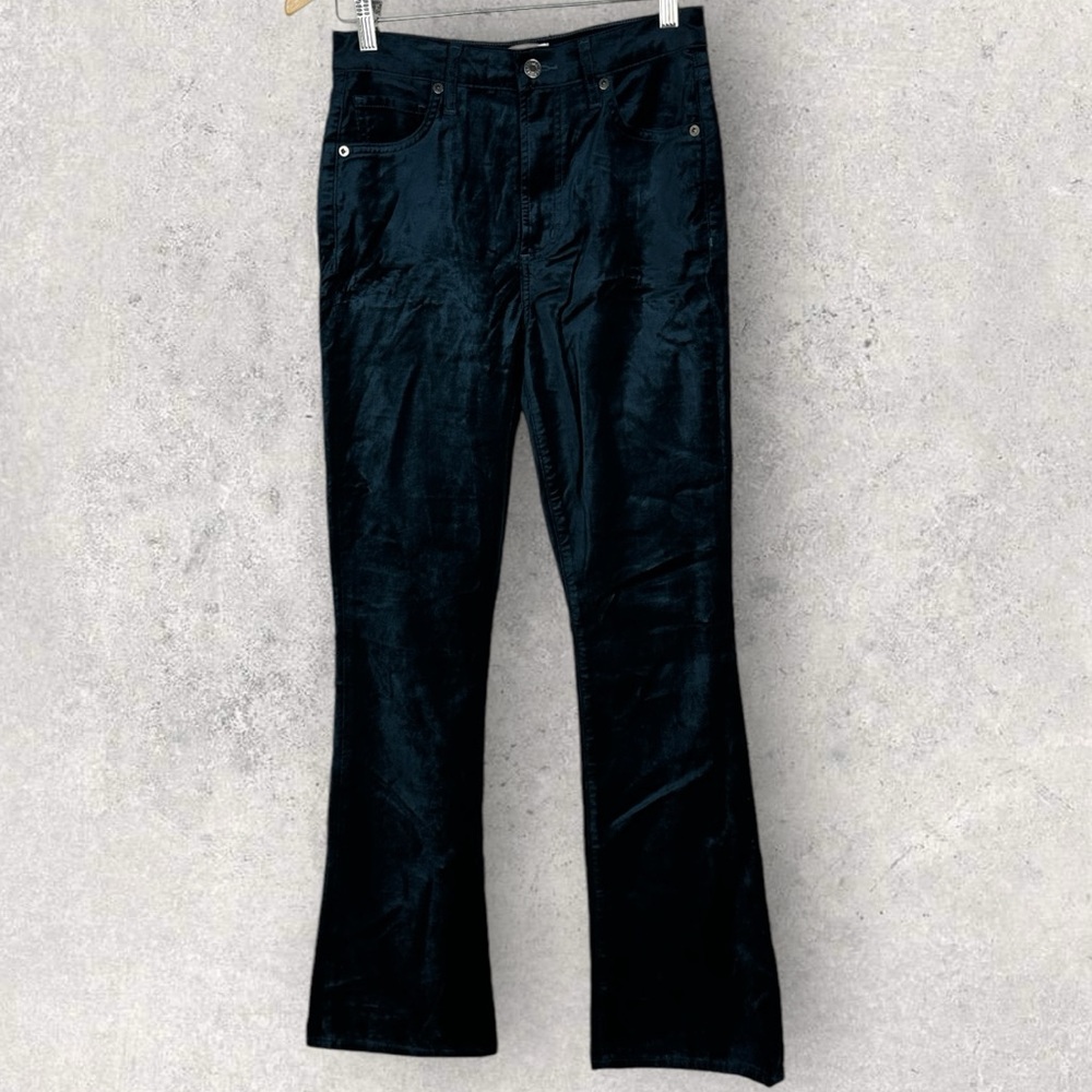 Agolde Nico High Rise Velvet Bootcut Pants Size 25 Blizzard Blue Velour 2023